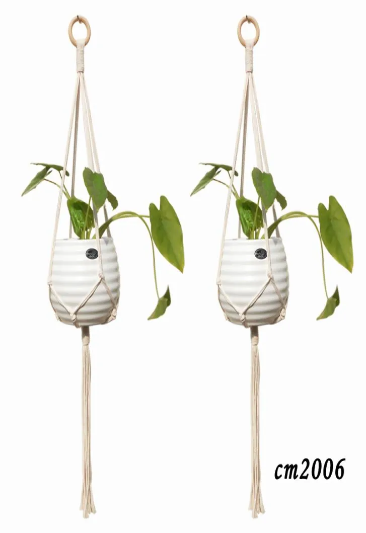 Macrame planta cabide artesanal corda de algodão plantador vaso titular pendurado cesta interior ao ar livre tapeçarias boho decoração casa7291898
