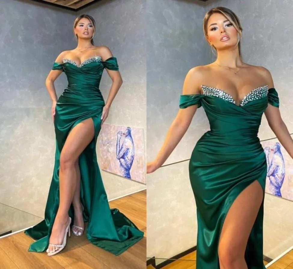 2022 Plus Size Arabic Aso Ebi Purple Mermaid Evening Dresses Beaded Crystals Prom Formal Party Second Reception Birthday Engagemen4793291