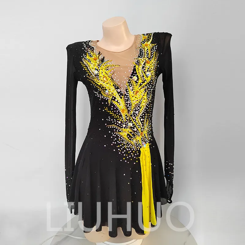 NEW Figure Skating Dress "rhapsody", Merlot Ice Skate Dress, Black - View #10