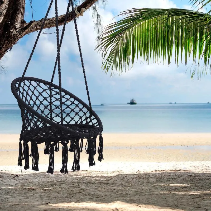 Camp Furniture Aukfa Hamac Chaise – Balançoire suspendue pour intérieur et extérieur Noir