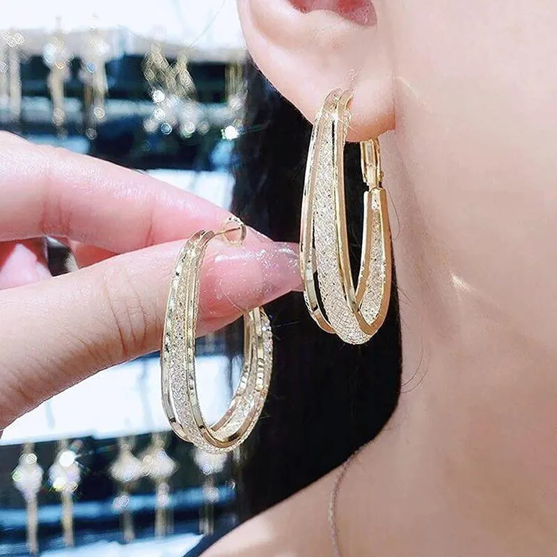 Boucles d'oreilles créoles rondes pour femmes, mode ovale, charme élégant, brillant, bijoux d'oreille de fête, cadeau pour femmes, 2024