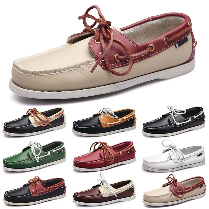 Sapatos casuais masculinos preto lazer prata taupe dlives marrom cinza vermelho verde andando baixo macio multis couro masculino tênis ao ar livre formadores sapatos de barco respirável aa003