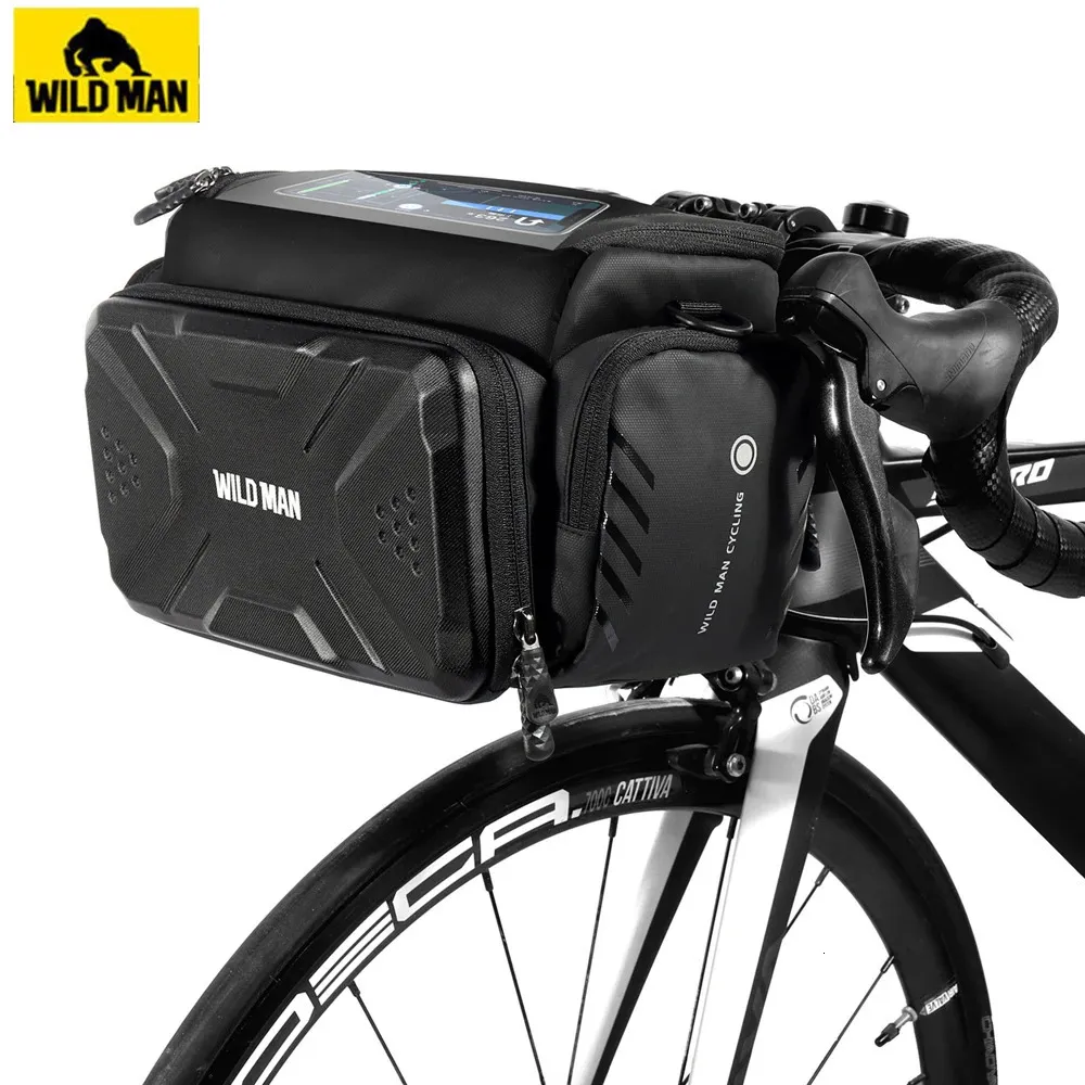 Wild Man Cykelpåse Big Capacity Waterproof Front Tube Cycling MTB Styret Trunk Pannier Pack Bike Accessories 240312