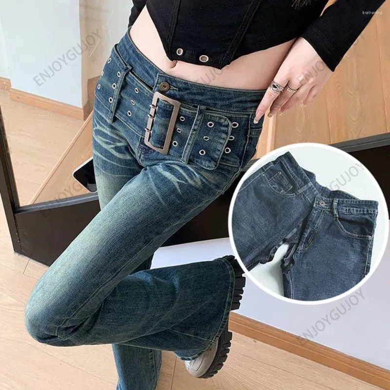 Jeans da donna Ms Dimagrante Invisibile con apertura sul cavallo Cintura in vita per il sesso all'aperto Alta elasticità a ferro di cavallo Micro pantaloni svasati alla moda