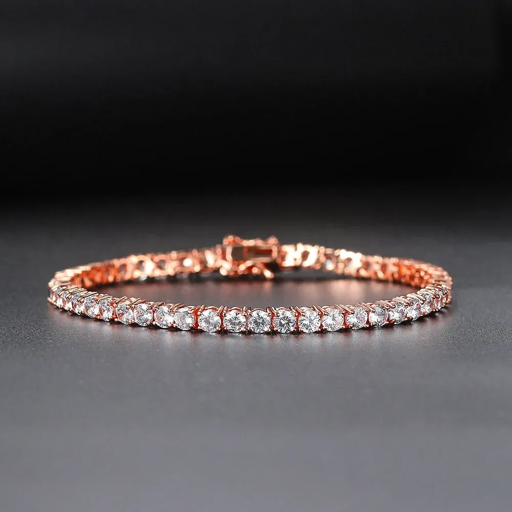 Bracelet de Tennis en cristal glacé en or 14 carats pour femmes, Punk hip hop, luxe AAA + zircone cubique, chaîne à main dorée pour mariage, bijoux