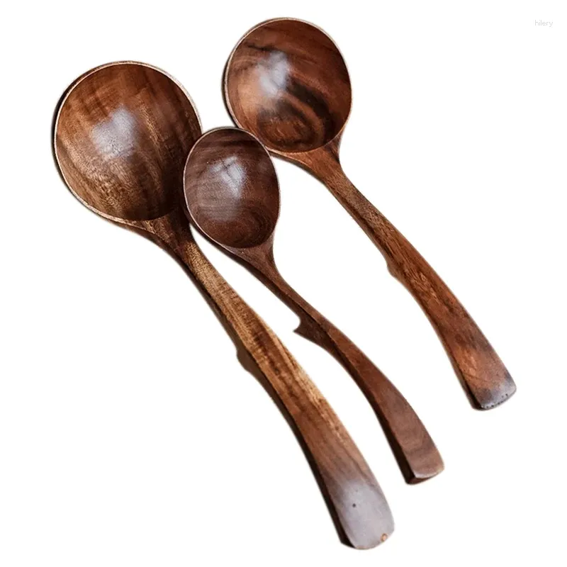 Cuillères 3pcs bol suspendu cuillère en bois tombante antidérapante ramen pot de bouillie en bois massif