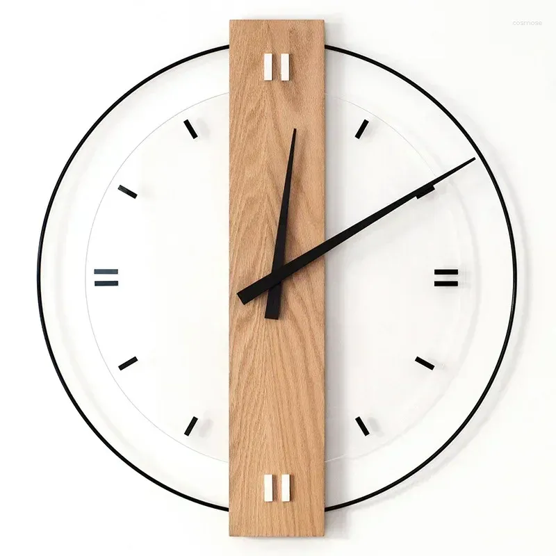 Wall Clocks Creative Simple Clock Solid Wood Square Mute Round Personalised Decorative Decoration For Living Room Bedroom
