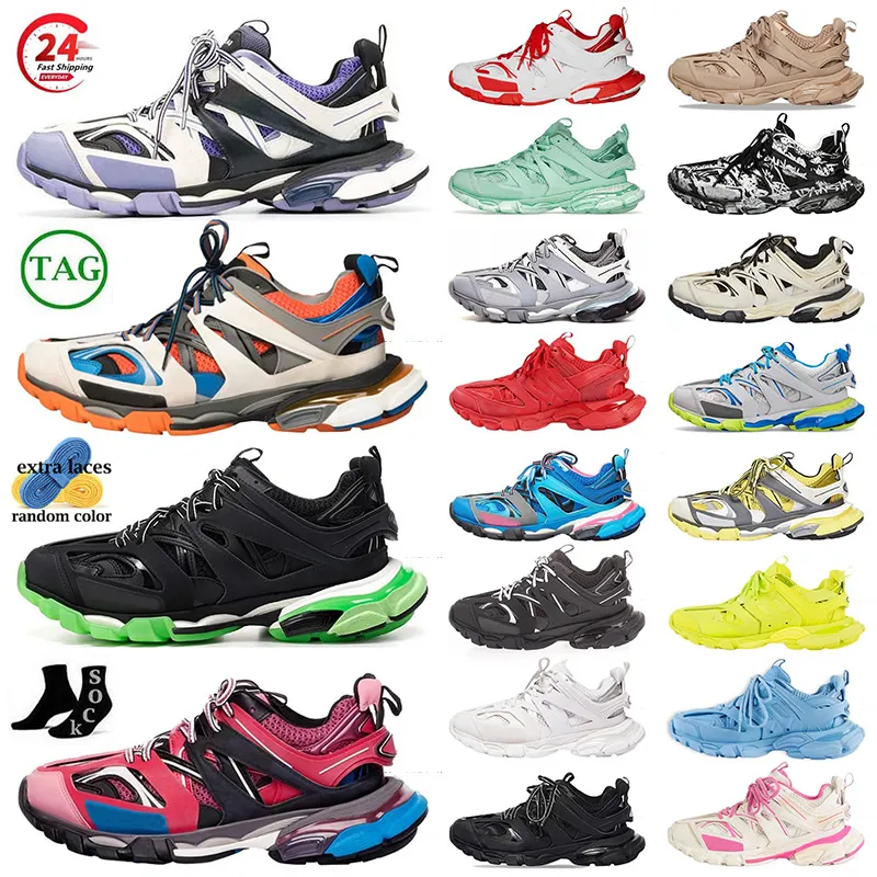 Original OG Designer Track 3 3.0 Homens Mulheres Sapatos Casuais Paris Triple S Branco Preto Rosa Bege Tênis Tess S. Gomma Couro Nylon Impresso Faixas Plataforma Treinadores