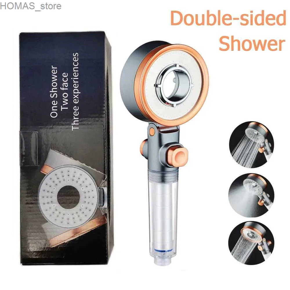 Pommeaux de douche de salle de bain Pommeau de douche haute pression double face 3 modes Filtre d'économie d'eau Pluie ronde Buse réglable Pulvérisateur Accessoires de salle de bain Y240319