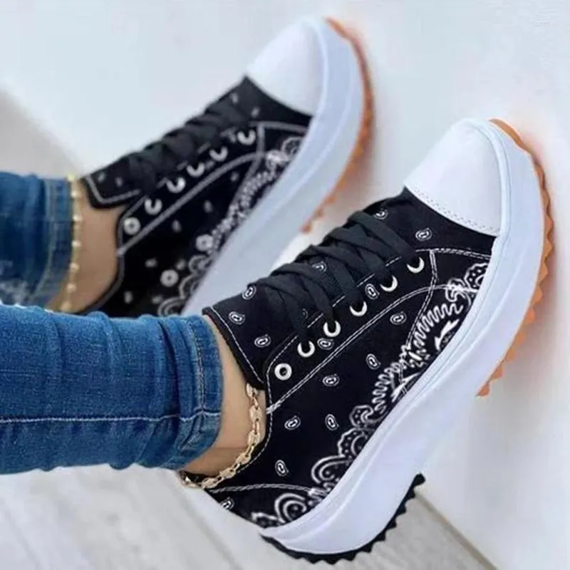 Zapatos informales para Mujer, Zapatillas de lona con patrón 2024 de alta calidad, Zapatillas planas con cordones para adultos, Zapatillas para Mujer