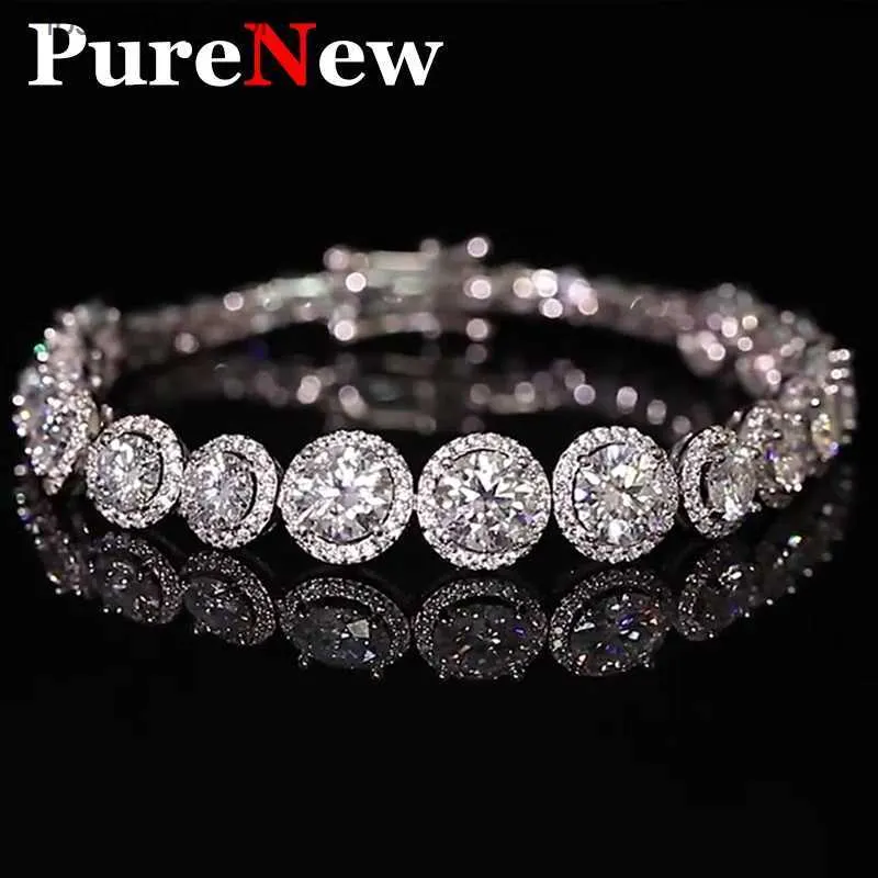 Bedelarmbanden PureNew Volledige Ronde 10.1-11.1ct Moissanite voor Vrouwen 925 Sterling Zilveren Ketting Topkwaliteit Dames Moissanite L240319