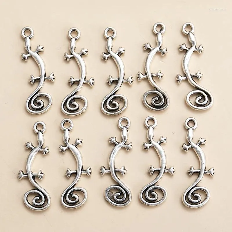 Charms 30pcs/lot Tibetan Silver Color House Lizard Pendant DIY Necklace Keychain For Jewelry Making Accessories