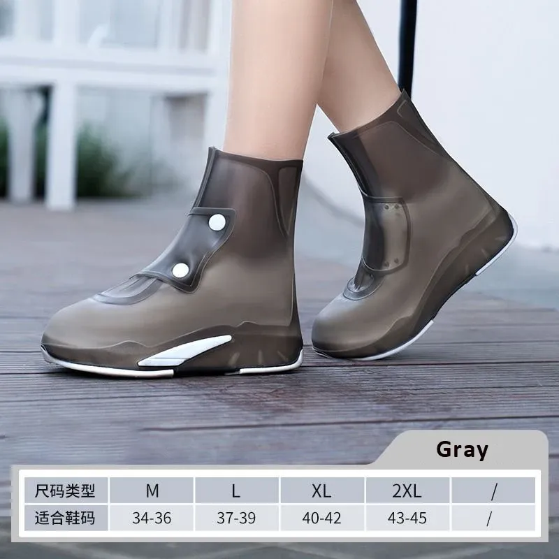 Täcker regnstövlar för kvinnor män vattentäta skor täcker för skor högkvalitativa gummistövlar nonslip dubbelknapp plus storlek överskott
