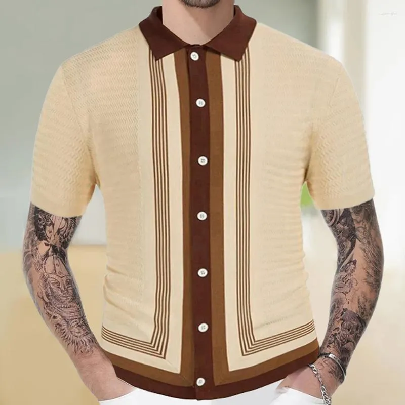 Herrpolos herr stickad polo skjorta lyx mogen smal kontrasterande färg casual vänd krage topp 2024 vår och sommarstil
