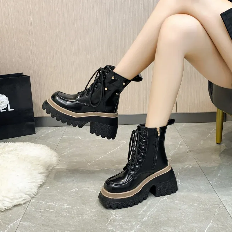 Сапоги Hot Sale New 2023 Платформа женские ботинки круглой ноги на молнии