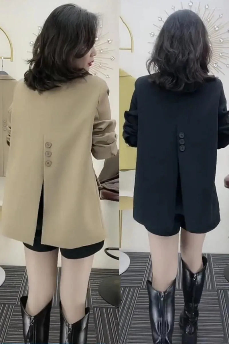 Women's Suits UNXX Back Slit Small Suit Coat Women 2024 Spring Autumn High-end Design Feeling Petite Loose Casual Female Office Lady