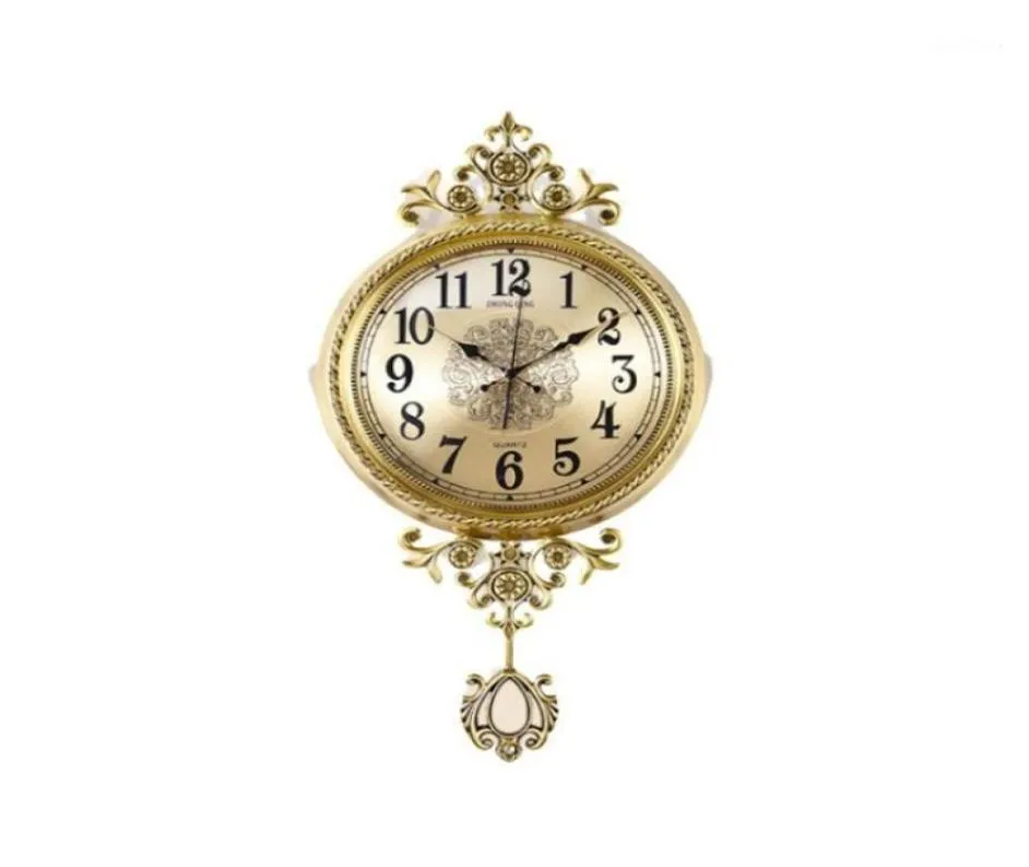 Horloge murale Vintage de luxe numérique silencieux grand pendule classique horloge murale en cuivre salon européen Klok décor à la maison AD50WC12627521