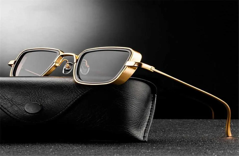 2021 New Vintage Metal Steampunk Occhiali da sole Uomo Donna Retro Square Men039s Occhiali da sole Maschili Trendy Shades Eyewear UV4007166286