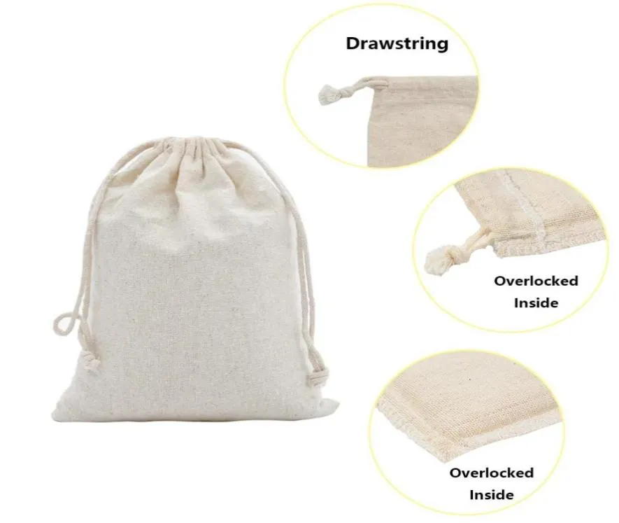 Gift Wrap 50pcs Double Drawstring Calico Cotton Muslin Bags for Wedding Party Favor Pouch Jewelry Packaging Bag Whole9608121