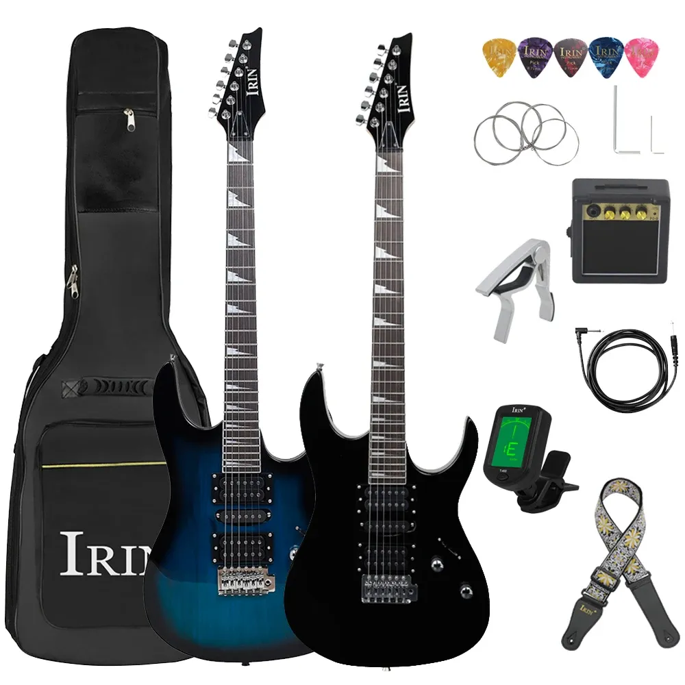 Guitarra irin 6 cordas guitarra elétrica 24 trastes corpo de bordo pescoço guitarra elétrica com saco amp capo peças de guitarra necessárias acessórios