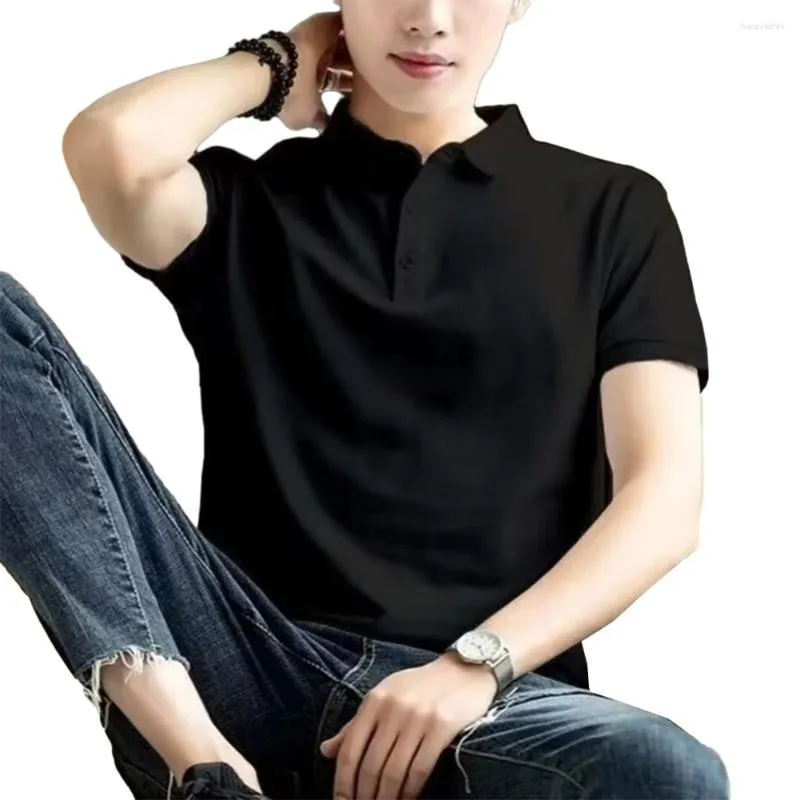 Koszule męskie Topy czarne krótkie bluzka Bluzka Slim Fit Business T -Shirt