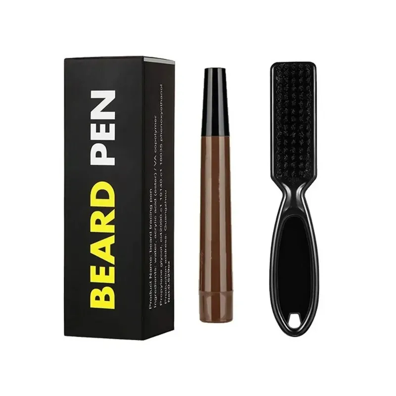Kit de remplissage de brosse et de ligne de cheveux pour hommes, stylo de remplissage de crayon de barbe rétractable longue durée étanche à l'eau