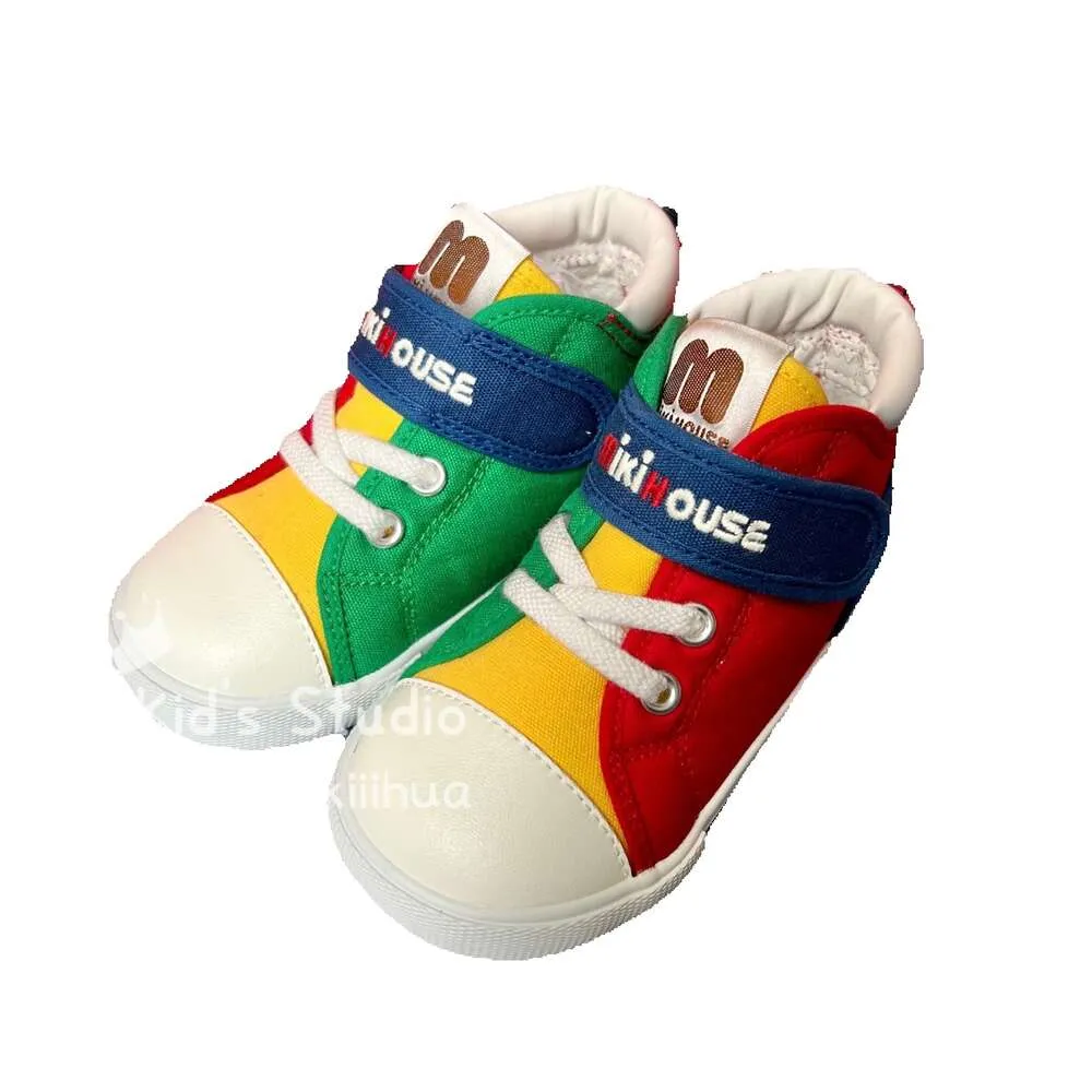 NK giapponese per bambini single per bambini miki classico a due stadi Rainbow in tela in tela in velcro, imparando a camminare in gomma Sole vulcanizzate GG GG