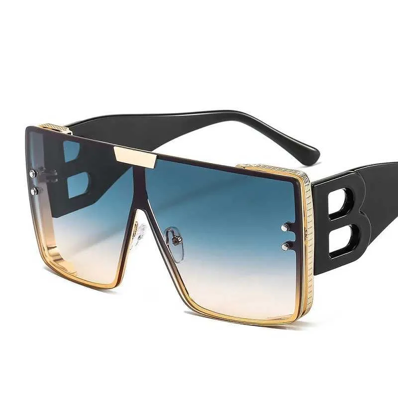 Sonnenbrille Mode Große Rahmen B Buchstaben Sonnenbrille Frauen 2023 Luxus Marke Retro Quadratische Metall Sonnenbrille Männer Mode Gradient Shades dameL2403