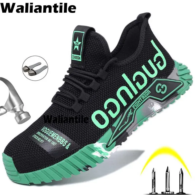 Boots Chaussures de sécurité Waliantile pour hommes Antismashings de construction Chaussures de travail Bottes Puncture Proofing Indestructible Safety Sneaker