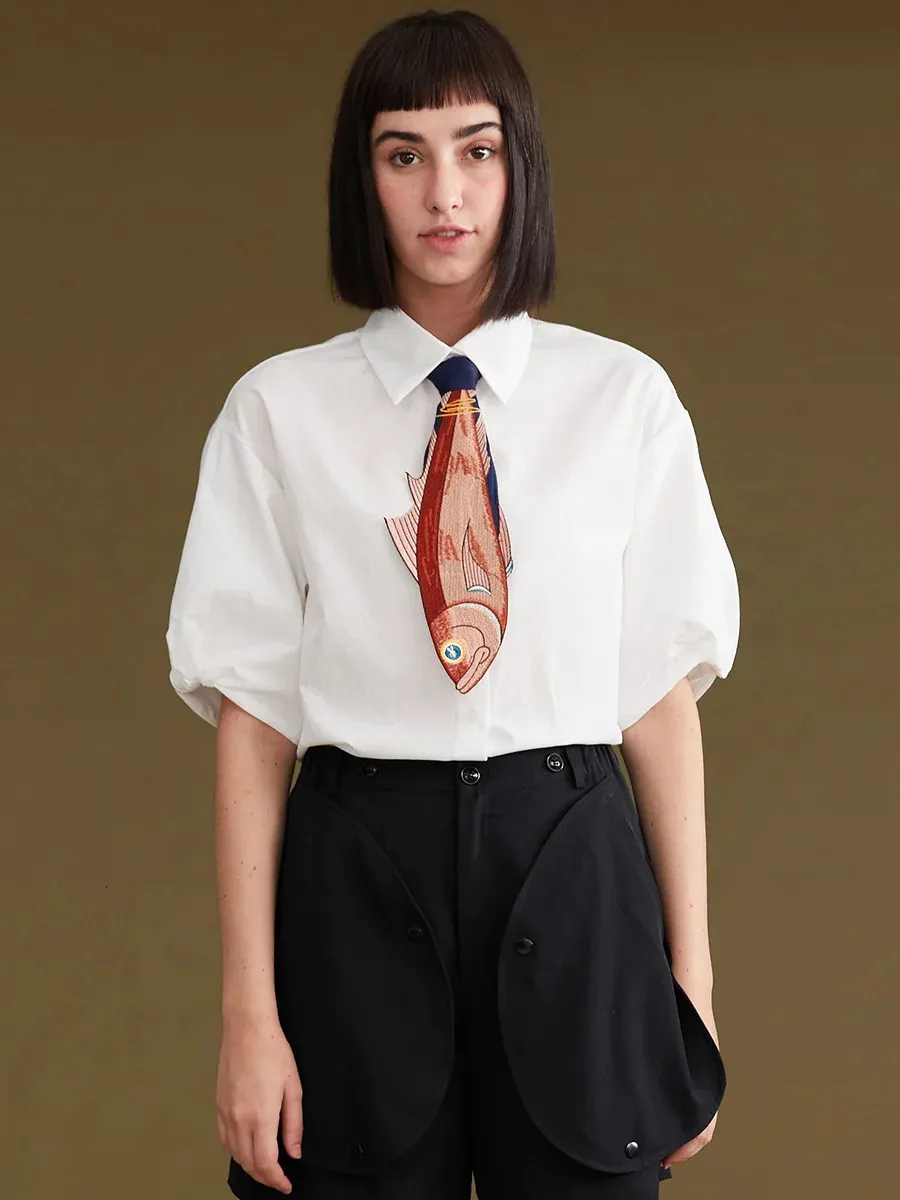 Fun Fish Embroidery Tie for Women | Unique Irregular Design in Multicolor |  2024 Arrival