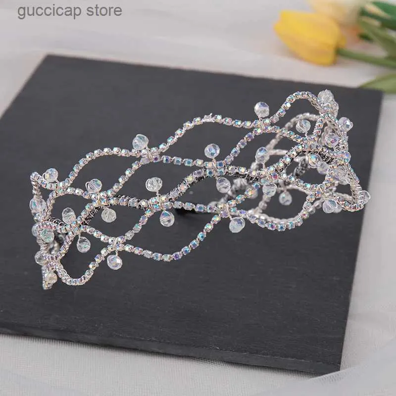 Tiaras Bridal Wedding Wedding Adeval Wedding Hair Band New Crystal Crystal Womens Fashion Band Band Rhinestone Mesh Jewelry Y240319