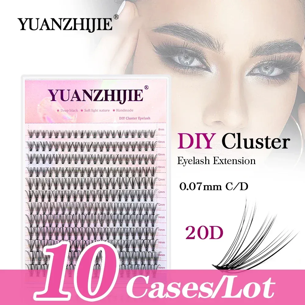 Ögonfransar 10 CASES/LOT DIY LASSES ENKELT ARBETA FALSE EYFRESES HOT MELT FLUFFY Natural Look Wispy Lash Ribbon CD Curl Makeup Gratis frakt