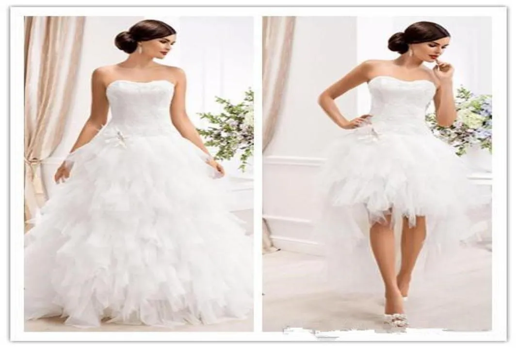 Vestidos de novia elegantes con escote en forma de corazón y falda desmontable 2 en 1 de tul de talla grande, tren con gradas, boda nupcial en el jardín rural7162478