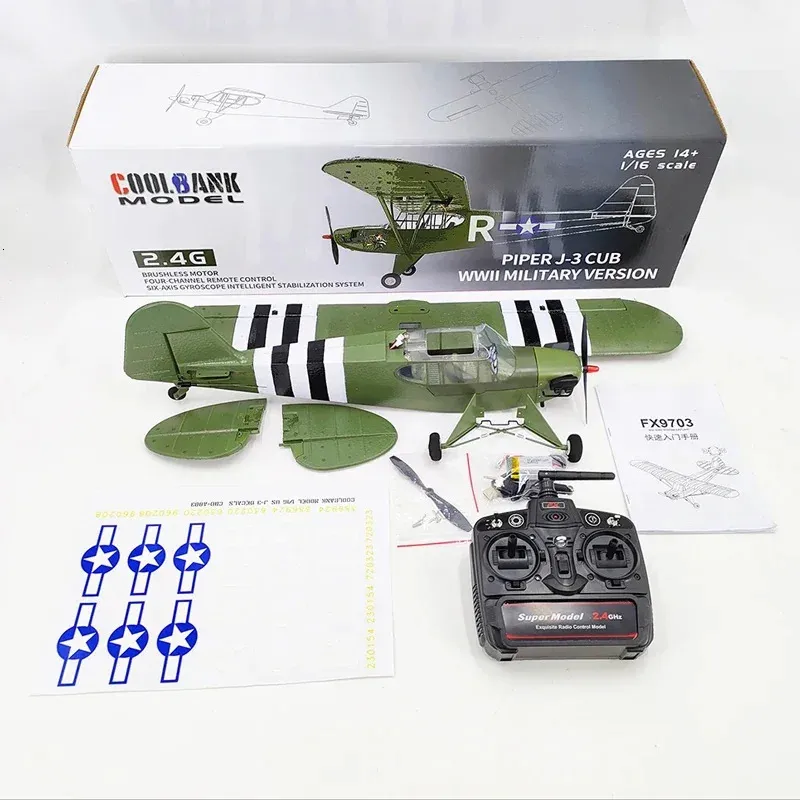 CoolBank 1 16 J3 Cub RC Plane RTF 24GHz 4Channel Remote Control Airplan World War 2 Aircraft Model Toys FX9703 240314