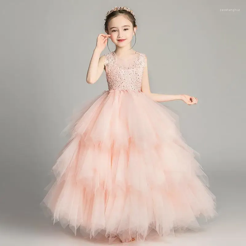 Meisje Jurken Kinderen Girly 3 Tot 12 Jaar Elegant Party Witte Bloem Bruidsmeisje Huwelijksceremonie Luxe Formele Kleding N22