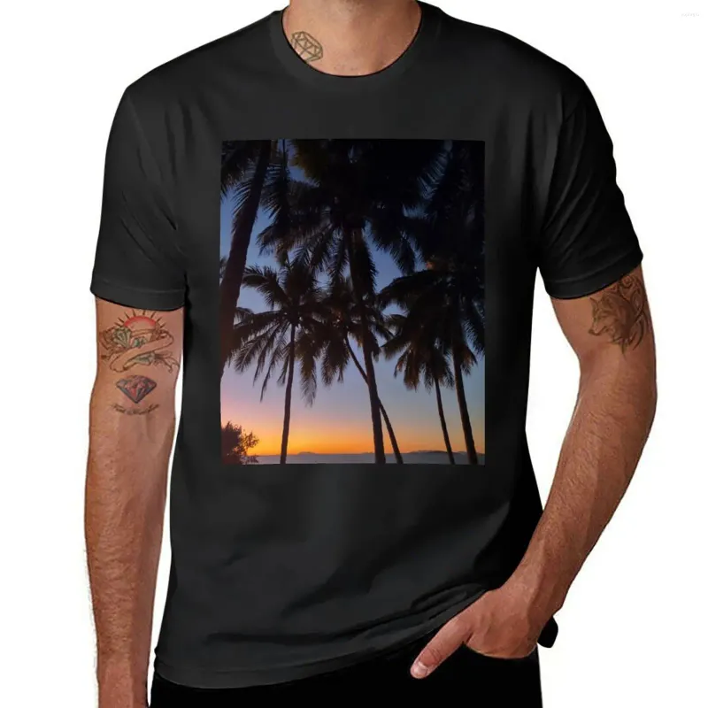 メンズポロスサンダースビーチサンセットTシャツ税関デザインあなたのかわいいトップスビンテージメンズビッグアンドトールTシャツ