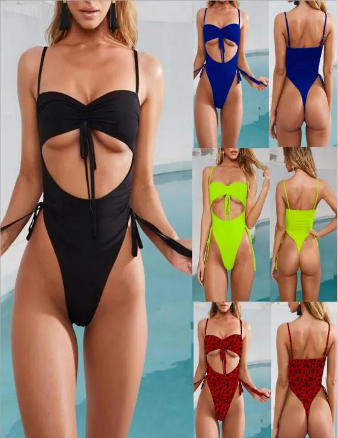 Stroje kąpielowe plażowe dla kobiet Panie Seksowne bikini Trójkąt strzmiały strój kąpielowy Onepiece pływanie sportowe na 4311126