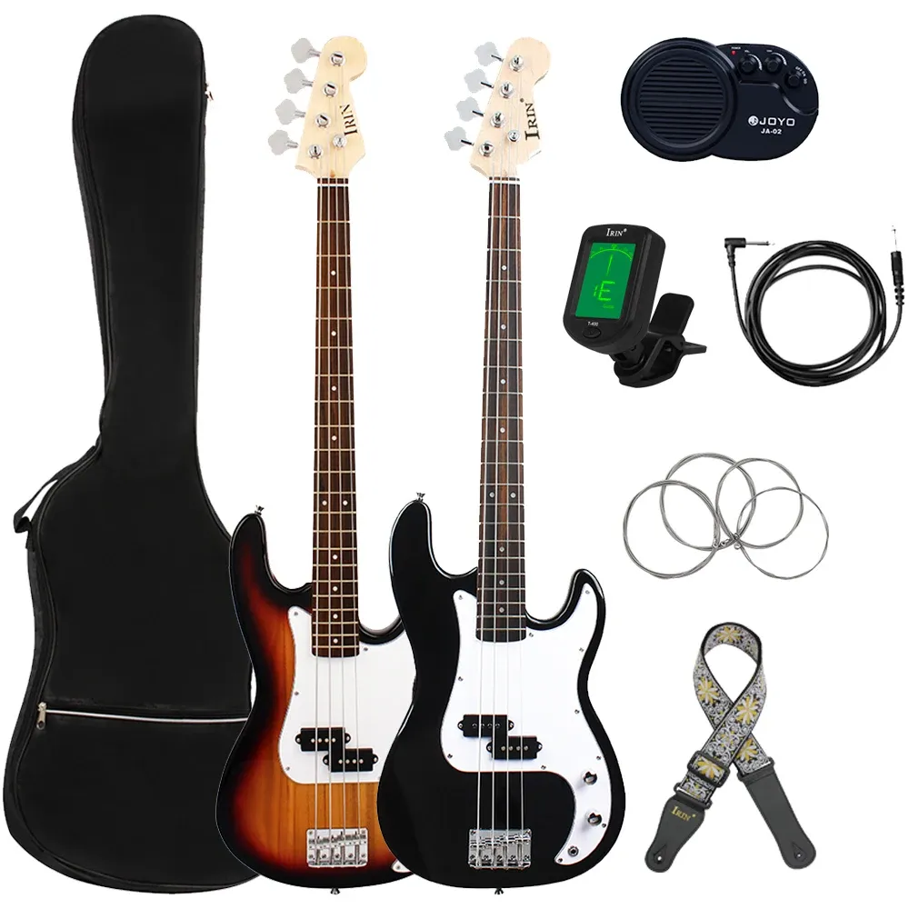 Gitara irin 4 struny elektryczne gitara basowa 20 progów gitara basowa gitara basowa z kluczem linowym sznurki kablowe worka akcesoria