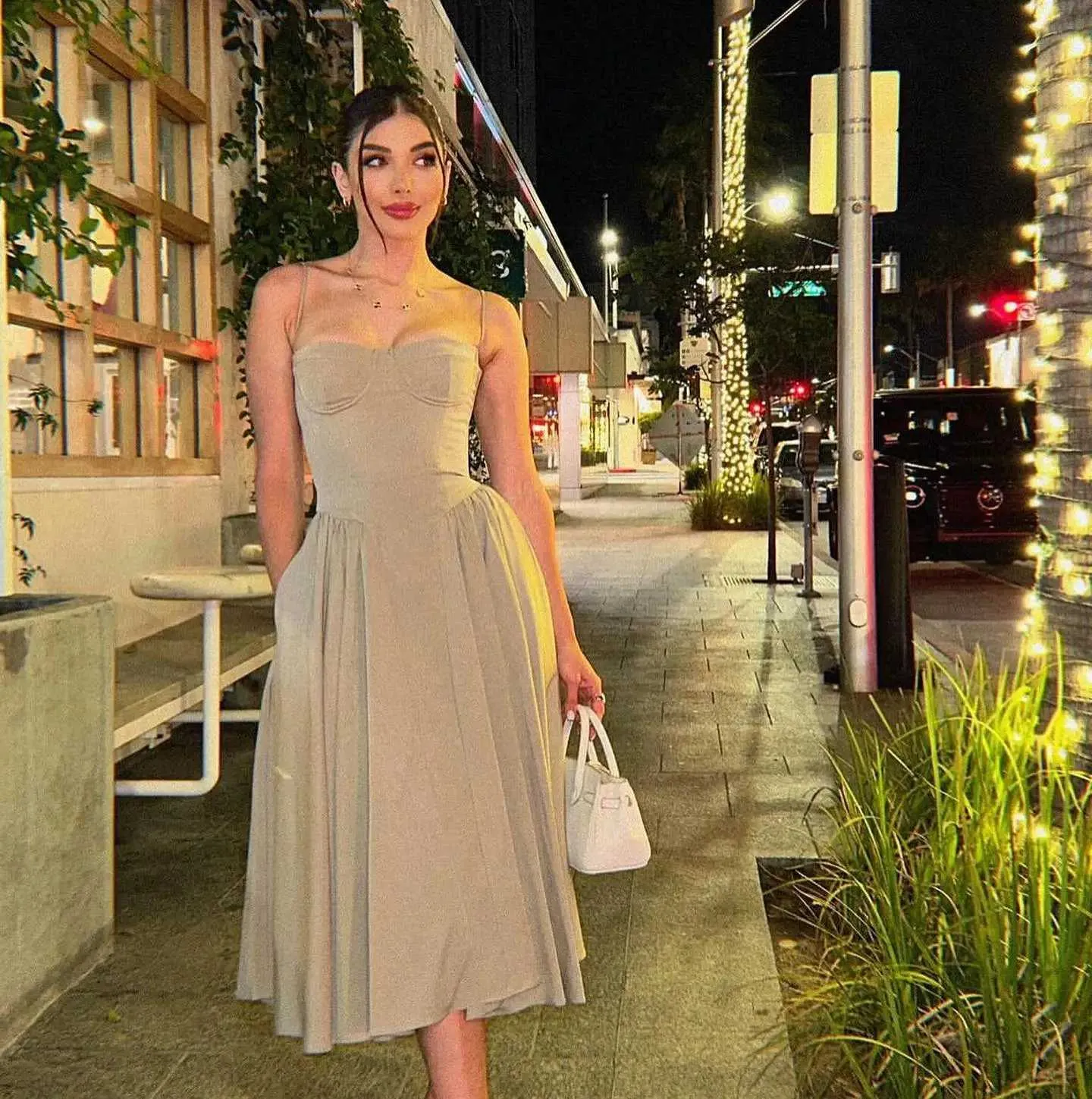 DHgate.com:Suninheart Spaghetti Strap Midi Dress, Navy Blue