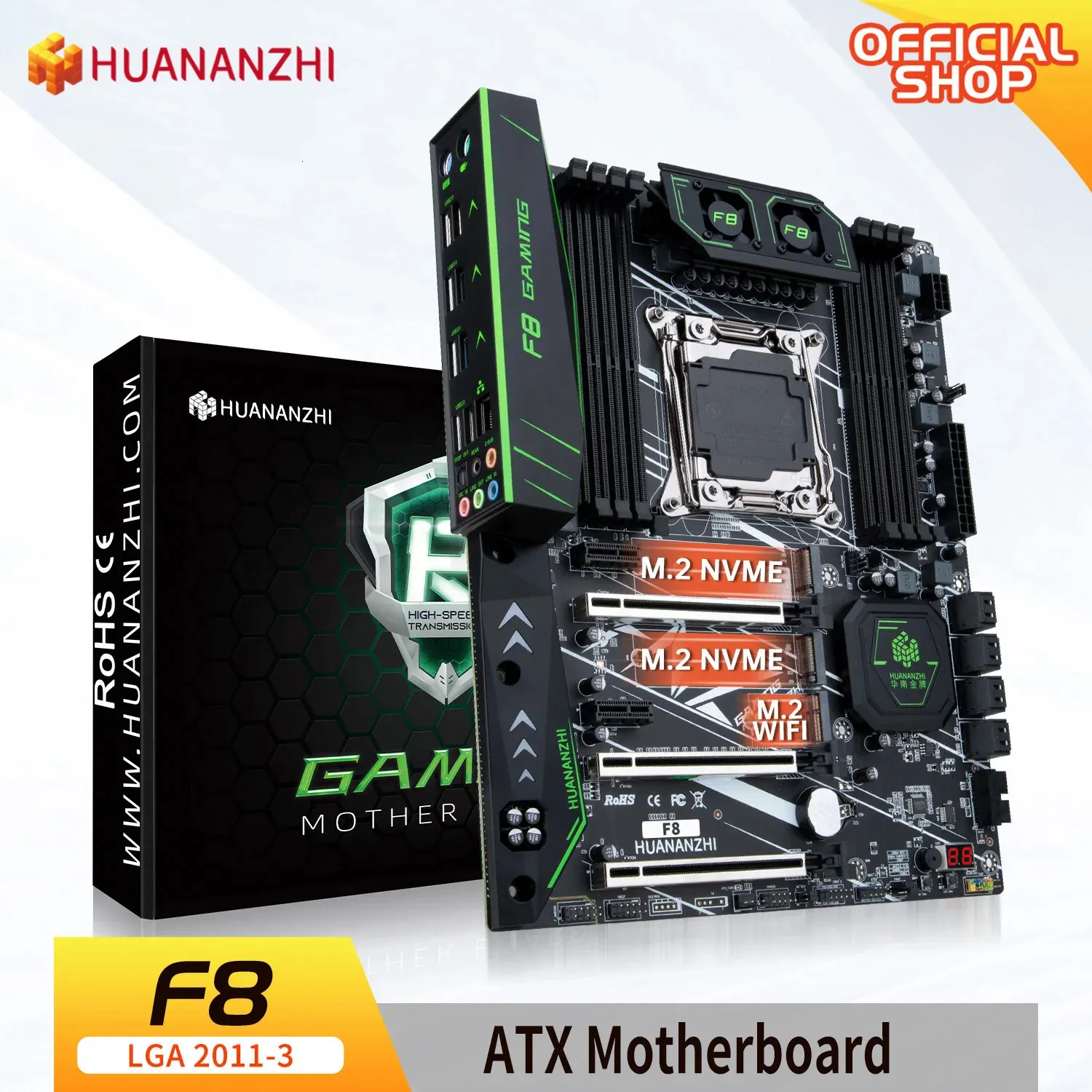 HUANANZHI X99 F8 LGA 2011-3 XEON X99 Supporto scheda madre Intel E5 2640 2666 2670 2678 2696 v3 v4 DDR4 RECC NON ECC memoria NVME 240307