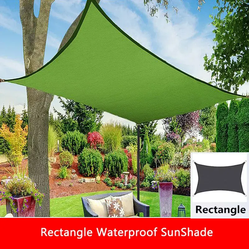 Mat 420D Waterproof Polyester Rectangle Shade Sail Garden Terrace Canopy Swimming Pool Sun Shades Canvas Camping Awning