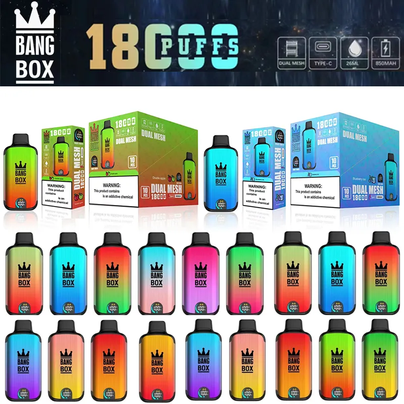 Orijinal Bang Box 18000 Puflar Tek Kullanımlık E Sigara 26ml Ön Doldurulmuş Pods 850mAh şarj edilebilir pil 18k Puffs Buharlaştırıcı Meyve Suyu Örgü Bobin Aygıtları