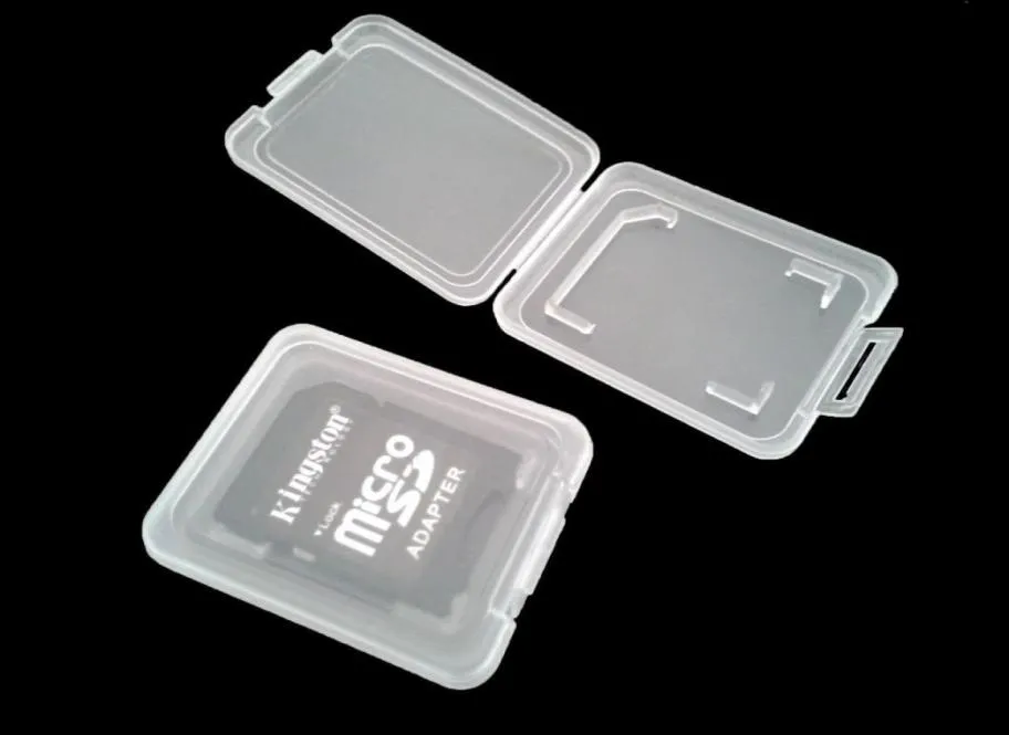 Nytt bärbart SD -kort Transparent Standard Memory Card Holder Box Cards Lagring Fodral för SD SDHC Memory Card6112536