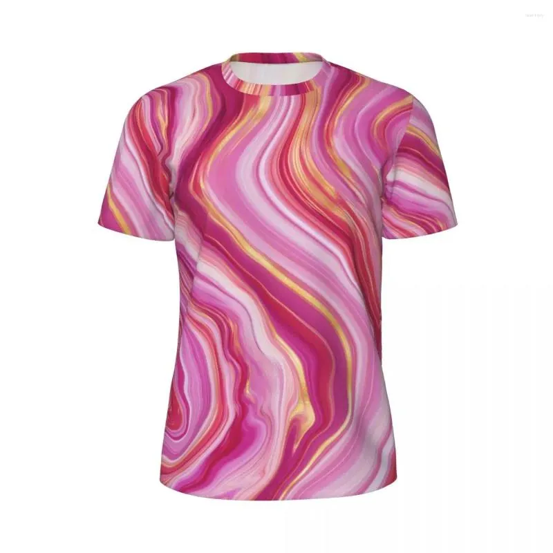 T-shirt da uomo T-shirt sportiva con stampa in marmo T-shirt estiva fantastica con liquido rosa per abiti personalizzati per coppia Taglie forti