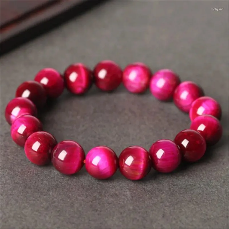 Brin pierre naturelle perle Rose rouge oeil de tigre Bracelets hommes perlé bouddha bracelet pour femme Yoga Bijoux faits à la main Homme Bijoux