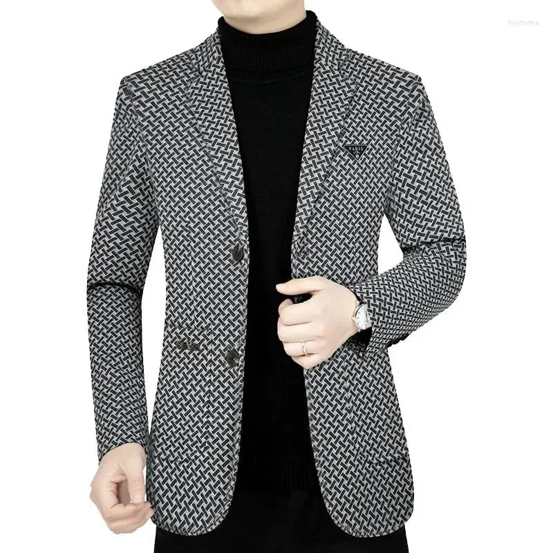 Męskie garnitury Men Business Blazers Kurtki mężczyzn w szachownicy zwykłe płaszcze Wysokiej jakości Man Spring Slim Rozmiar 4xl