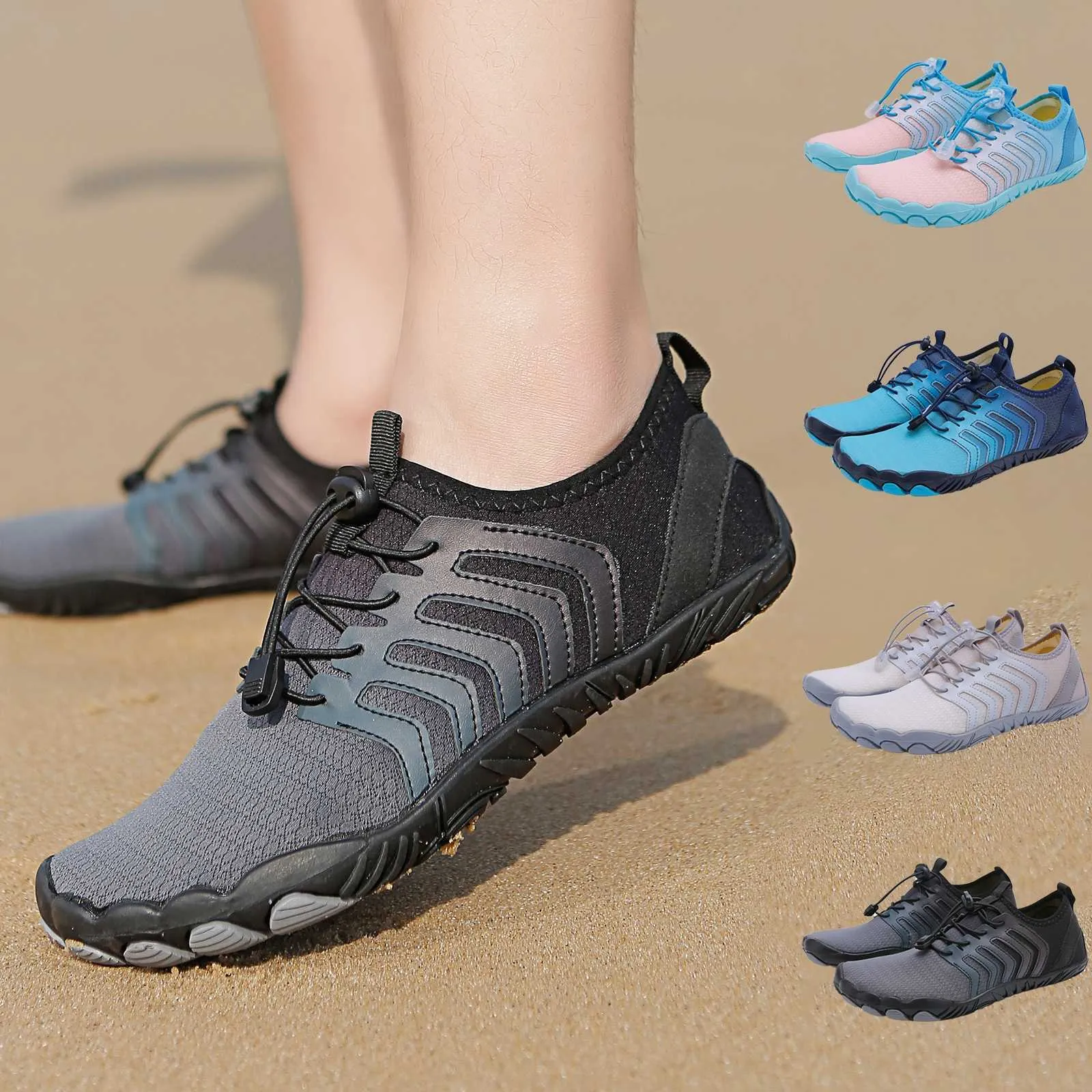 HBP Non-Marque Nouvelle Arrivée Antidérapant Marcher Sur Aqua Chaussures D'eau Hommes Femmes Noir Respirant Séchage Rapide Wading Natation Surf Plage Aquashoes