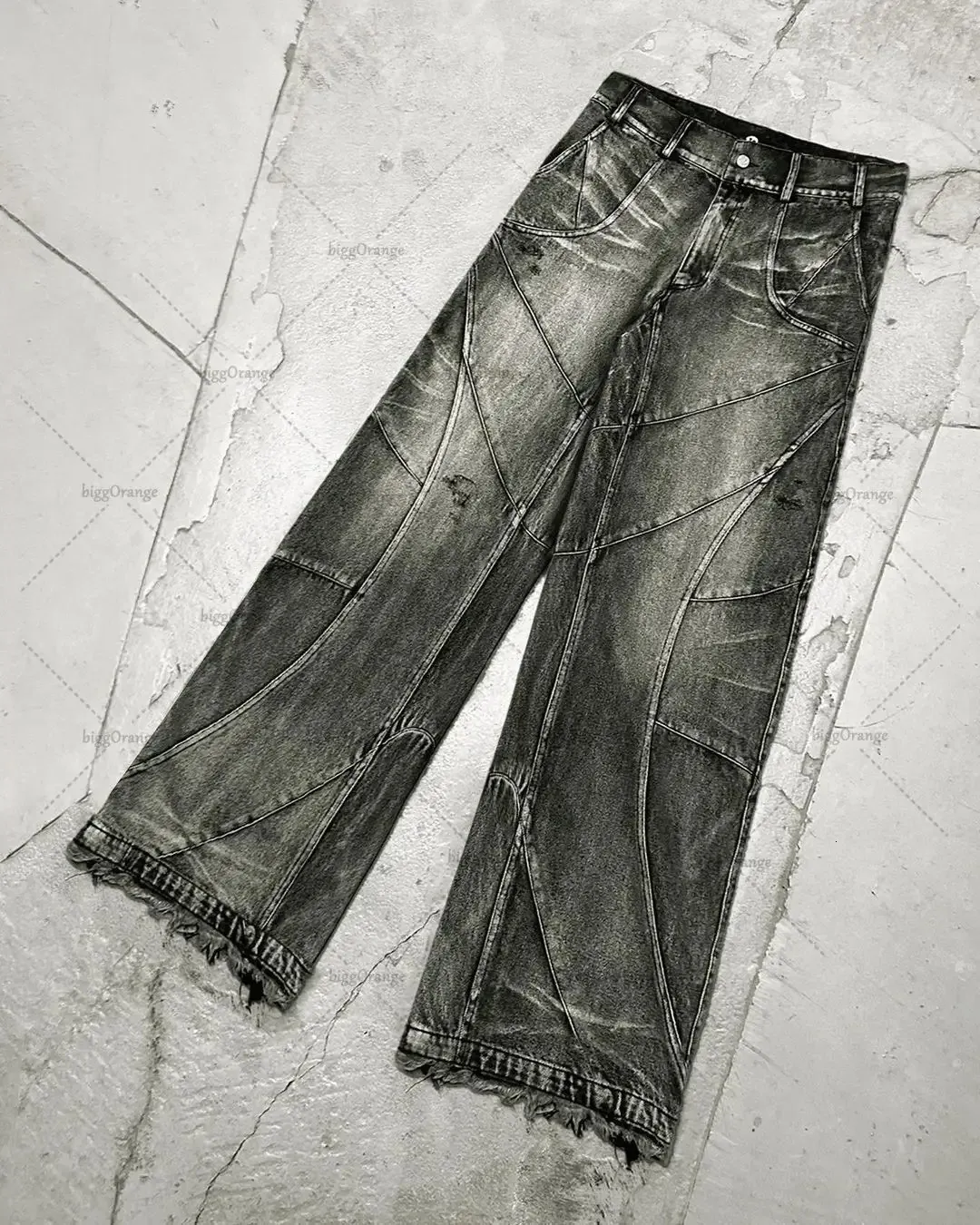 Y2k destruído costura jeans masculino preto lavado jeans estilo gótico rua tendência roupas retro solto calças largas perna queda caras 240311