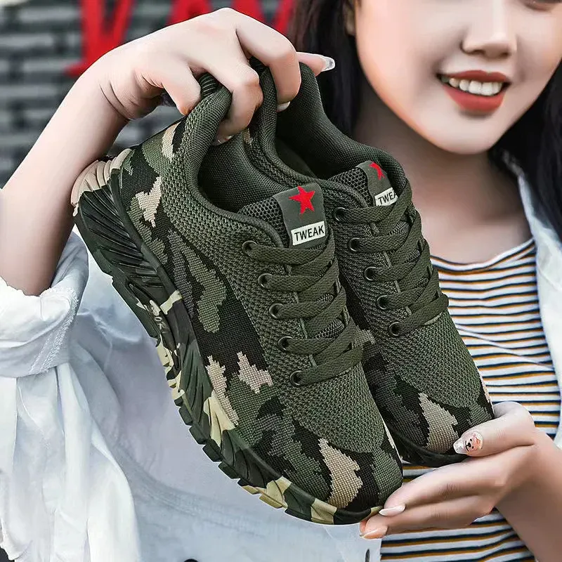 Shoes Men's Women's Matching Camouflage Casual Shoes Fashionable Mesh Sports Shoes Low Top Running Shoes Antiskid Work Clothes Shoes