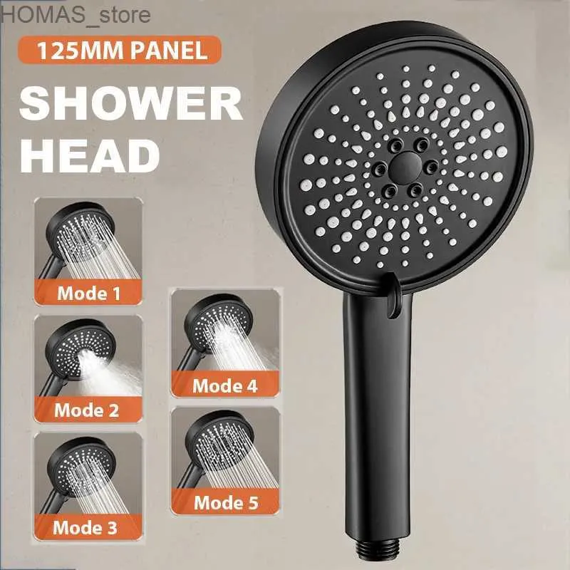 Bathroom Shower Heads 12.5cm 5-mode large panel shower head with adjustable high-pressure rain shower head bathroom accessories Y240319